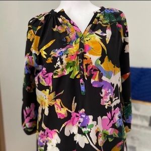 Yumi Kim Black Silk Floral Blouse
